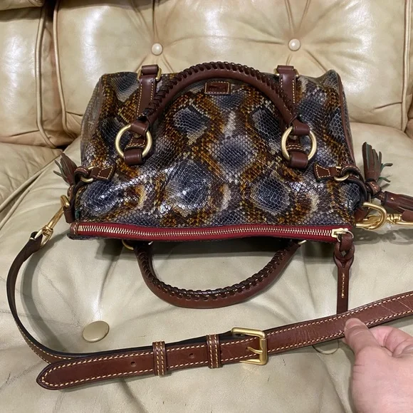 Dooney & Bourke Python Satchel READ! Leather Tassels Florentine Whipstitch - Picture 4 of 12